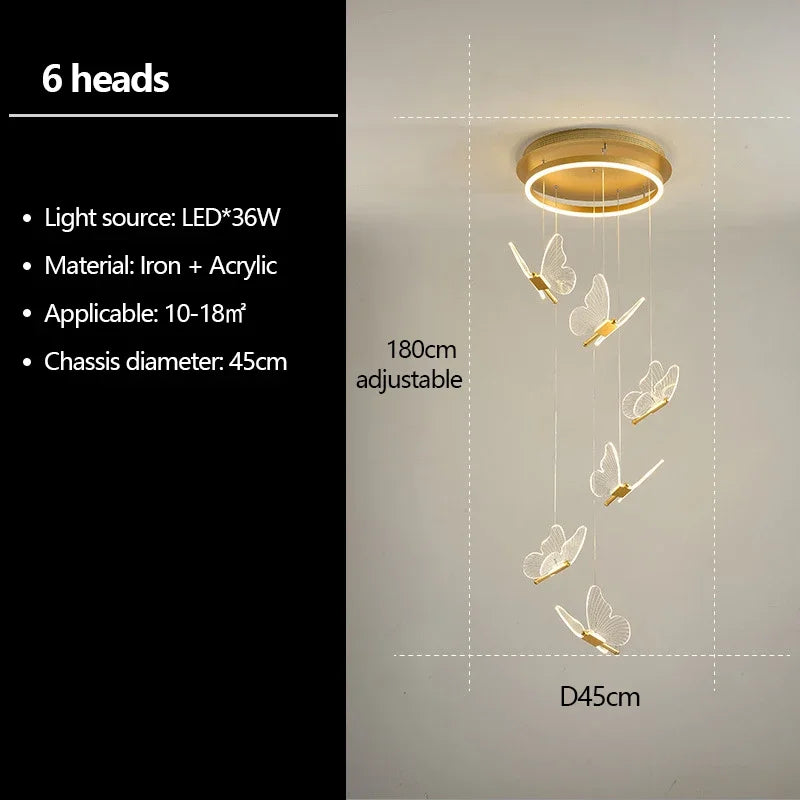 lustre papillon transparent design nordique suspension led