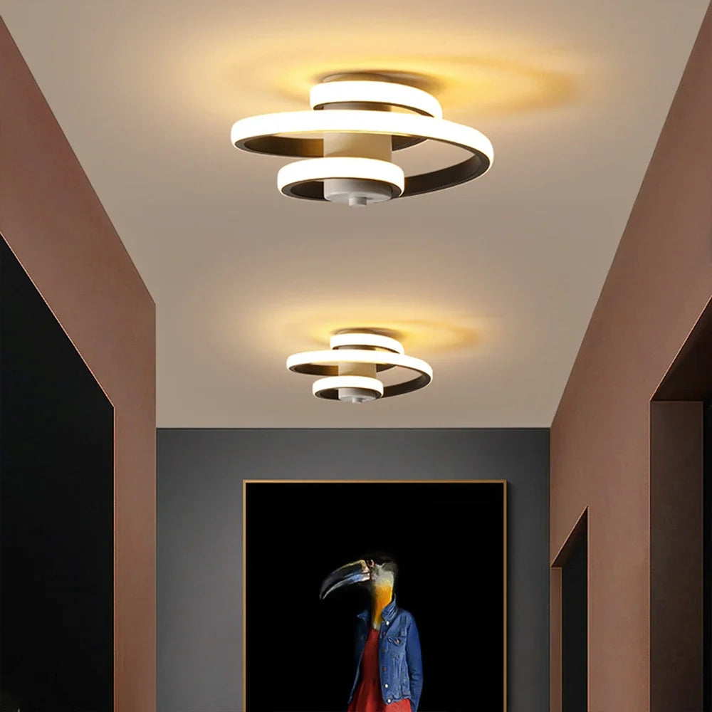 plafonnier led moderne en spirale pour un intérieur minimaliste