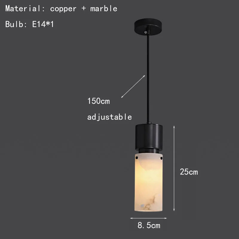 lustre en marbre naturel avec cordon réglable en laiton