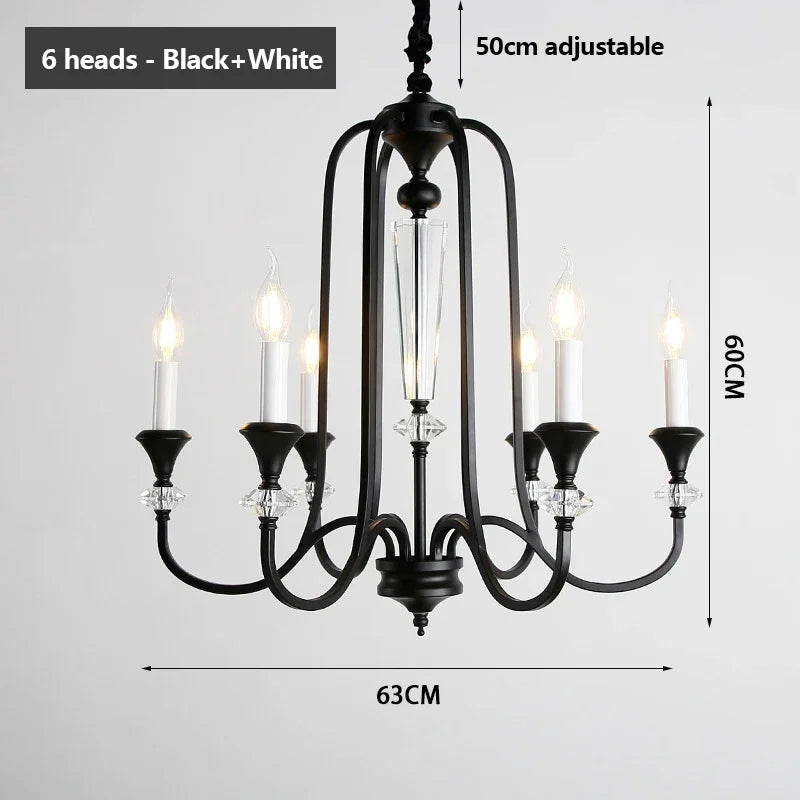lustre rétro en cristal avec lampes led pour salon luxueux