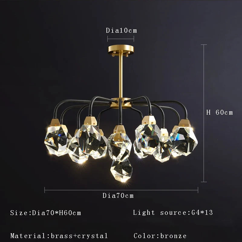 lustre design moderne en cristal avec abat-jour fantaisie