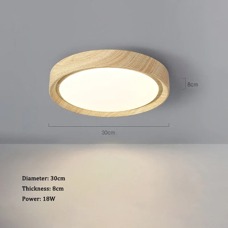 lampe circulaire simple style nordique grain de bois éclairage entrée balcon porche