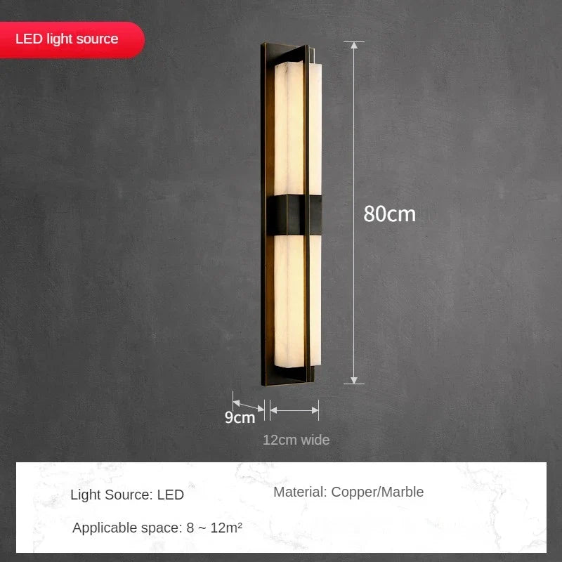 applique murale led en cuivre avec bande de marbre espagnole