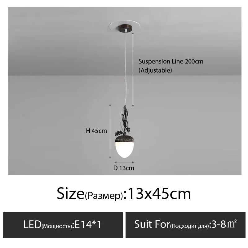 2024 French Modern Simple Cartoon Pinecone Squirrel Pendant Lights Personality Clothes Shop Bar Desk Bedroom Bedside Chandelier
