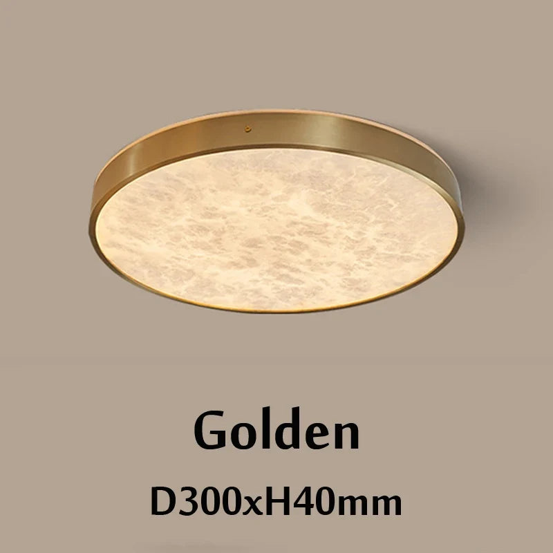 plafonnier luxueux en laiton led monté en marbre circulaire