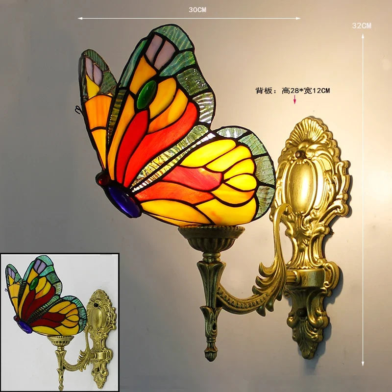 applique murale tiffany papillon décor méditerranéen vitrail miroir