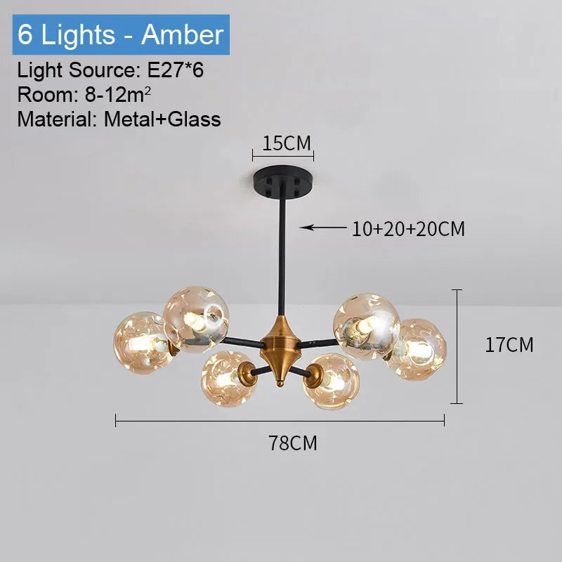 lustre moderne en boule de verre pour décoration intérieure
