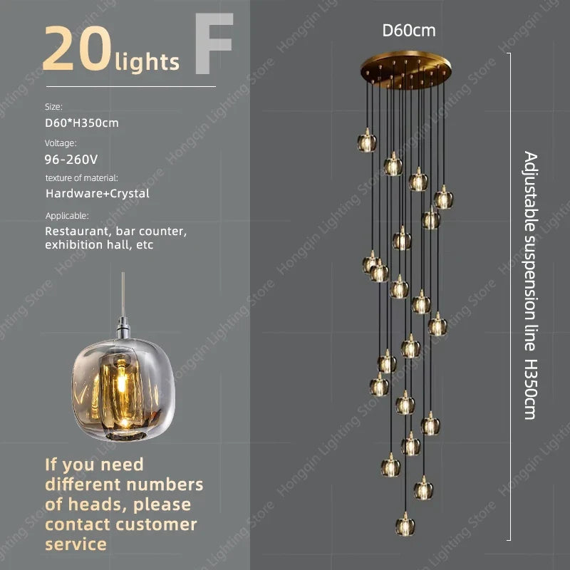 lustre moderne haut en cristal pour éclairage raffiné