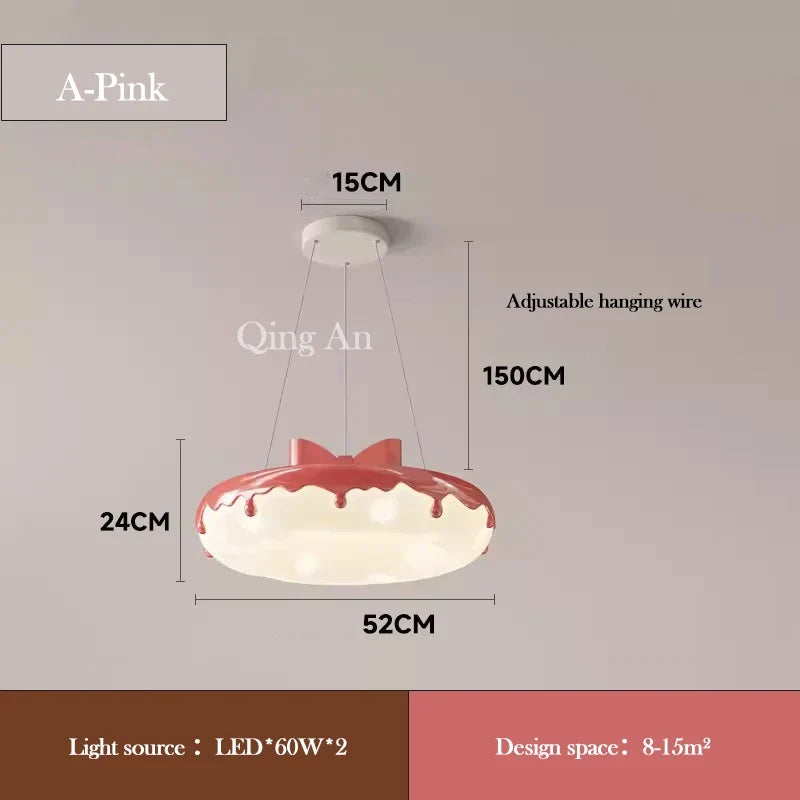 lustre en forme de donut avec nœud rose pour décoration enfantine