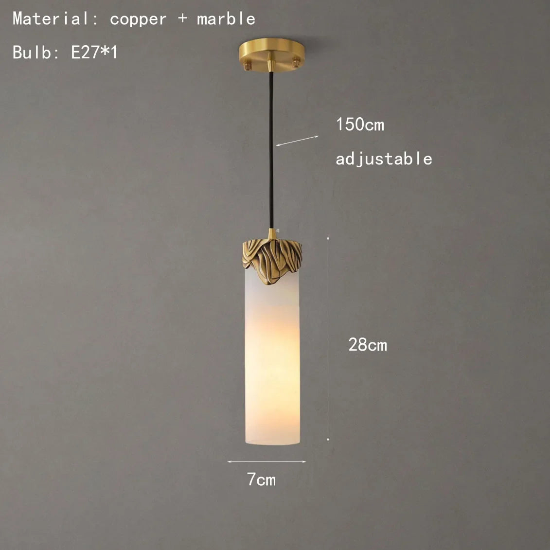 suspension en marbre naturel et cuivre en laiton