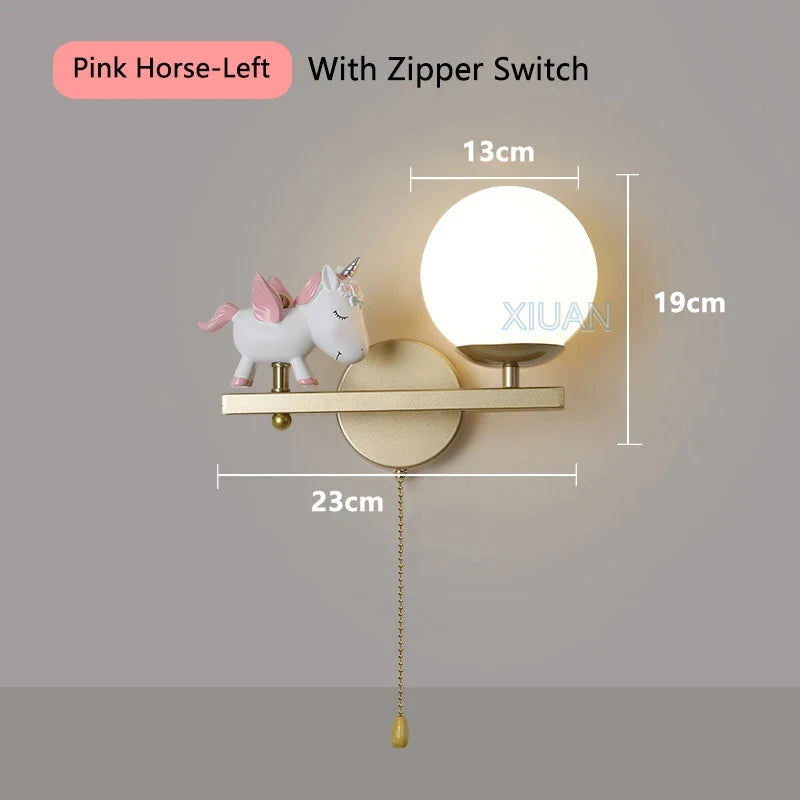 applique murale licorne rose pour chambre d'enfant