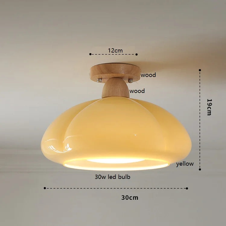 suspension citrouille verre led style japonais vintage bois