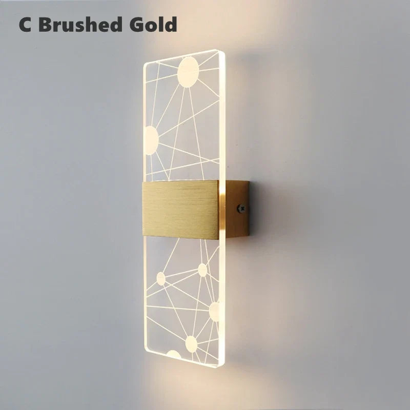applique murale led nordique en acrylique doré brossé décoration intérieure