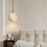 lustre vintage avec abat-jour cloche en pierre naturelle
