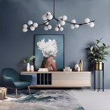 lustre moderne en verre moléculaire avec branches d'arbre 12/18/24 têtes