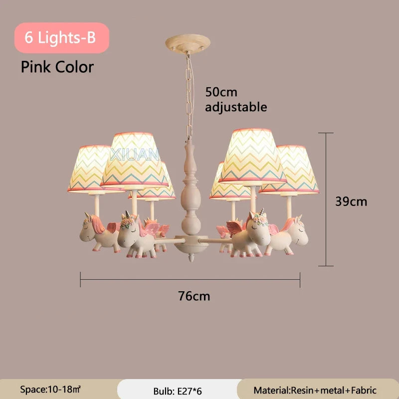 lustre licorne dessin animé pour chambre d'enfant suspendu