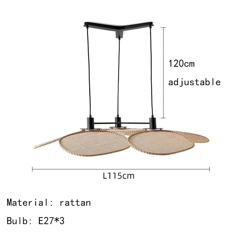 lampadaire en rotin tissé style asiatique pour intérieur moderne