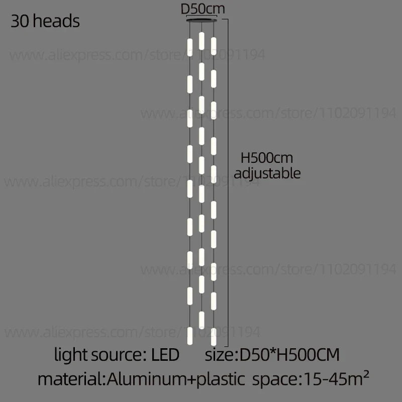 lustre led nordique pour escalier duplex penthouse villa