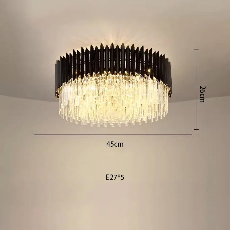 plafonnier led ovales en cristal à intensité variable en or noir