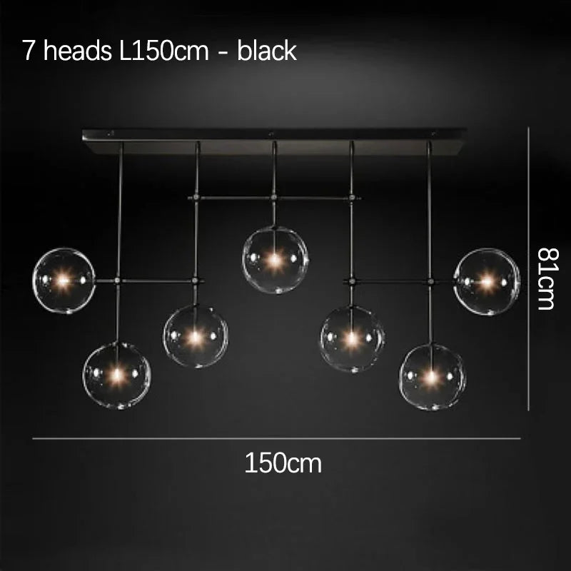 SANDYHA Art moderne boule de verre lustres Design nordique noir or lampe à LED pour salon chambre décor à la maison suspension