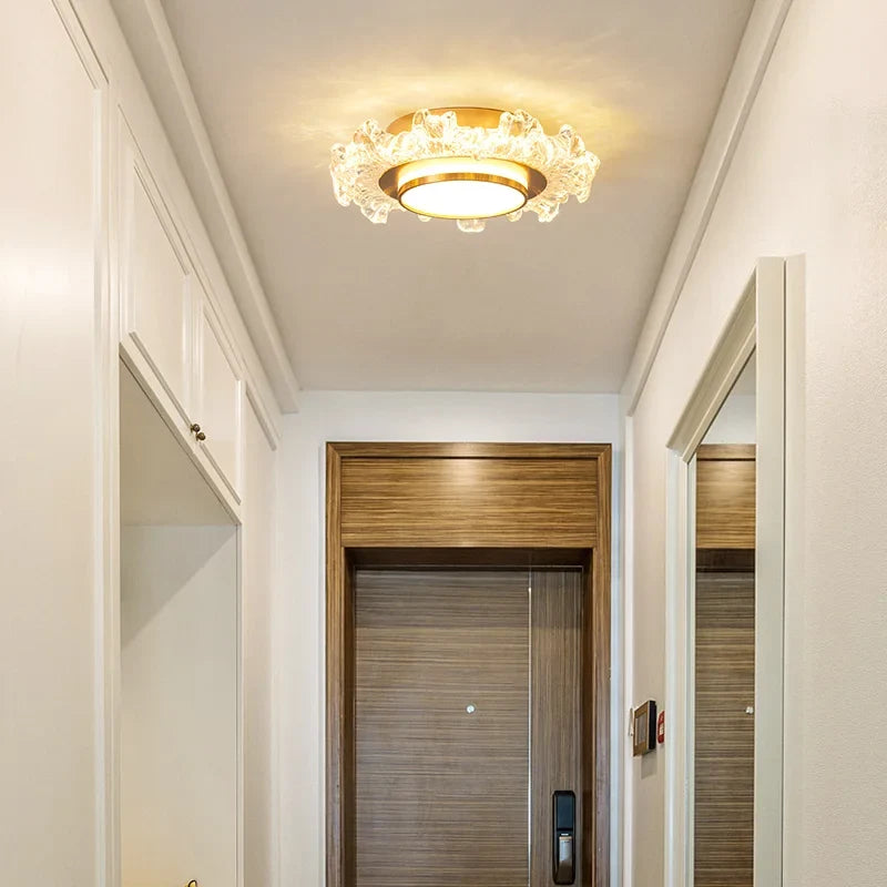 lustre moderne led en verre cristal pour décoration maison