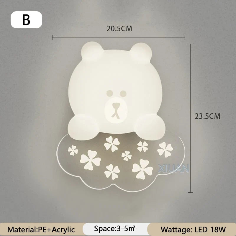 applique murale ours blanc lumière étoile lune pour enfants