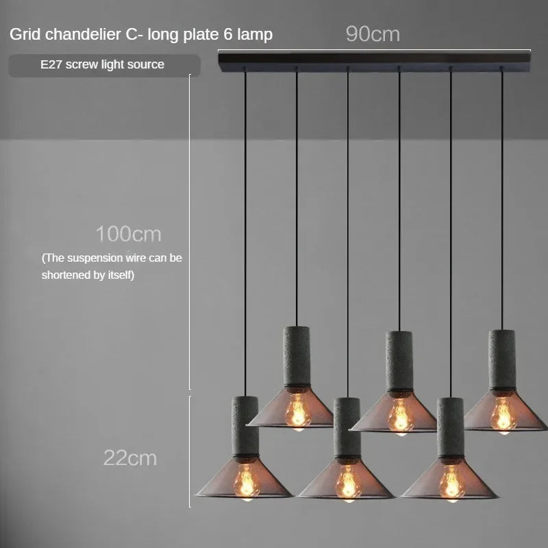 lampes suspendues en ciment pour loft industriel abat-jour en fer forgé