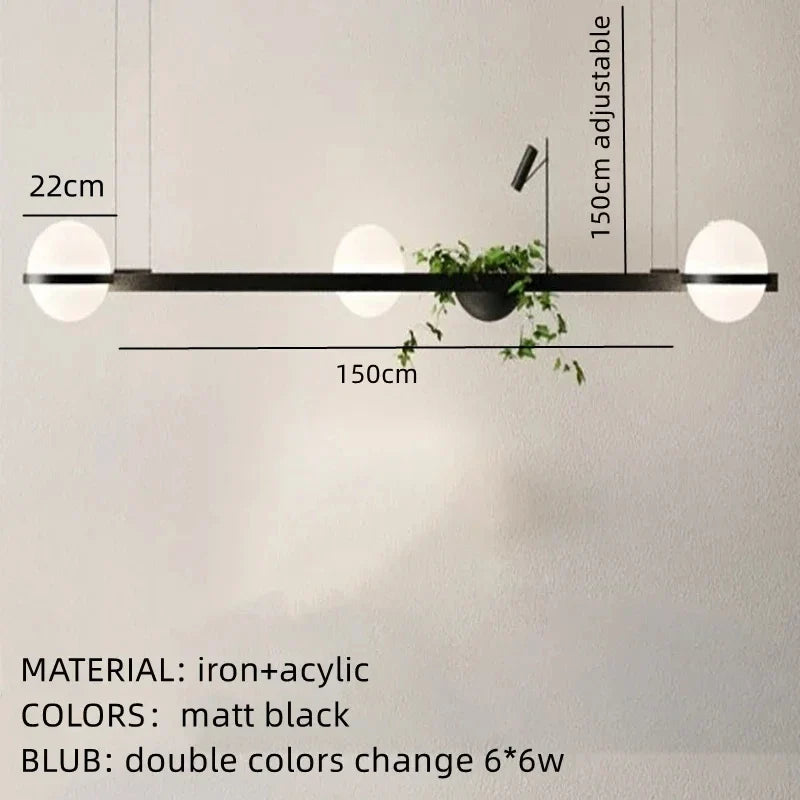 lustre moderne diy led avec pot de fleurs pour jardin céleste
