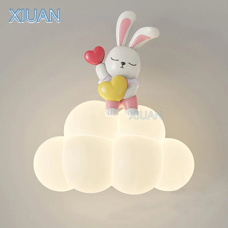 appliques murales créatives led pour enfants en forme d'ours ange lapin