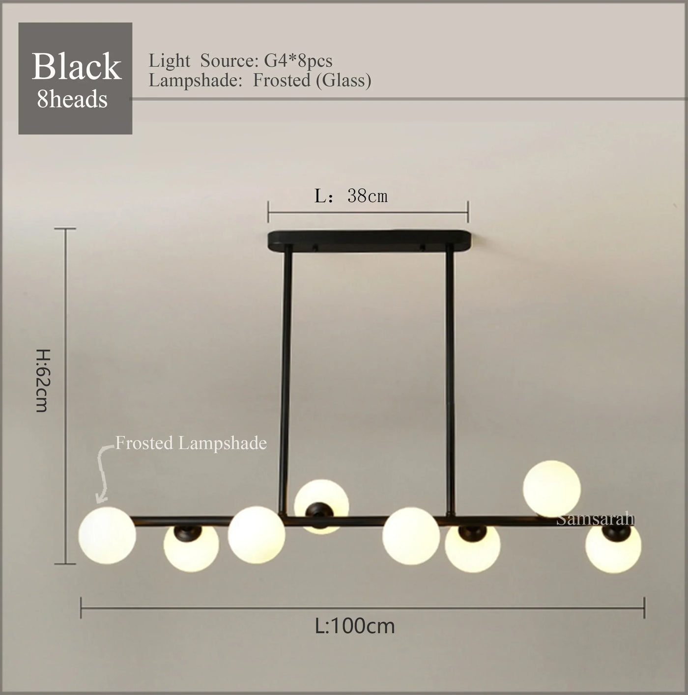 2024Modern LED Chandelier Black and Gold Long Glass Ball Chandeliers for Living Room Dinning Room Lustre,Samsarah Lighting