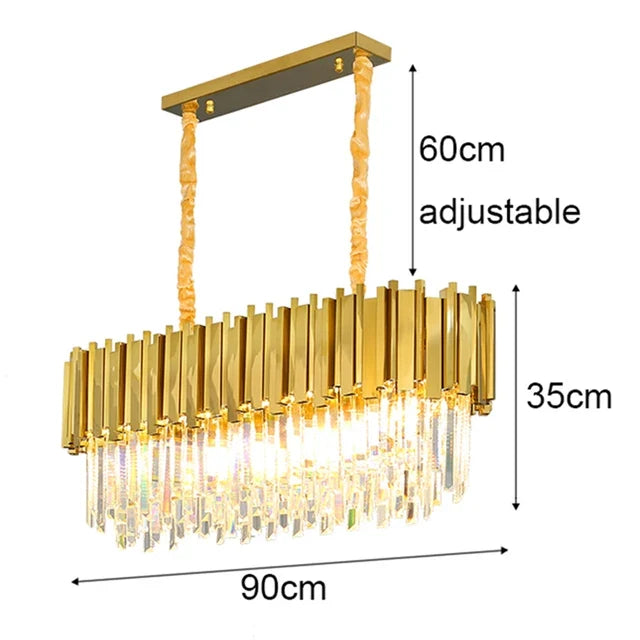 lustre de luxe moderne en cristal k9 à double couches
