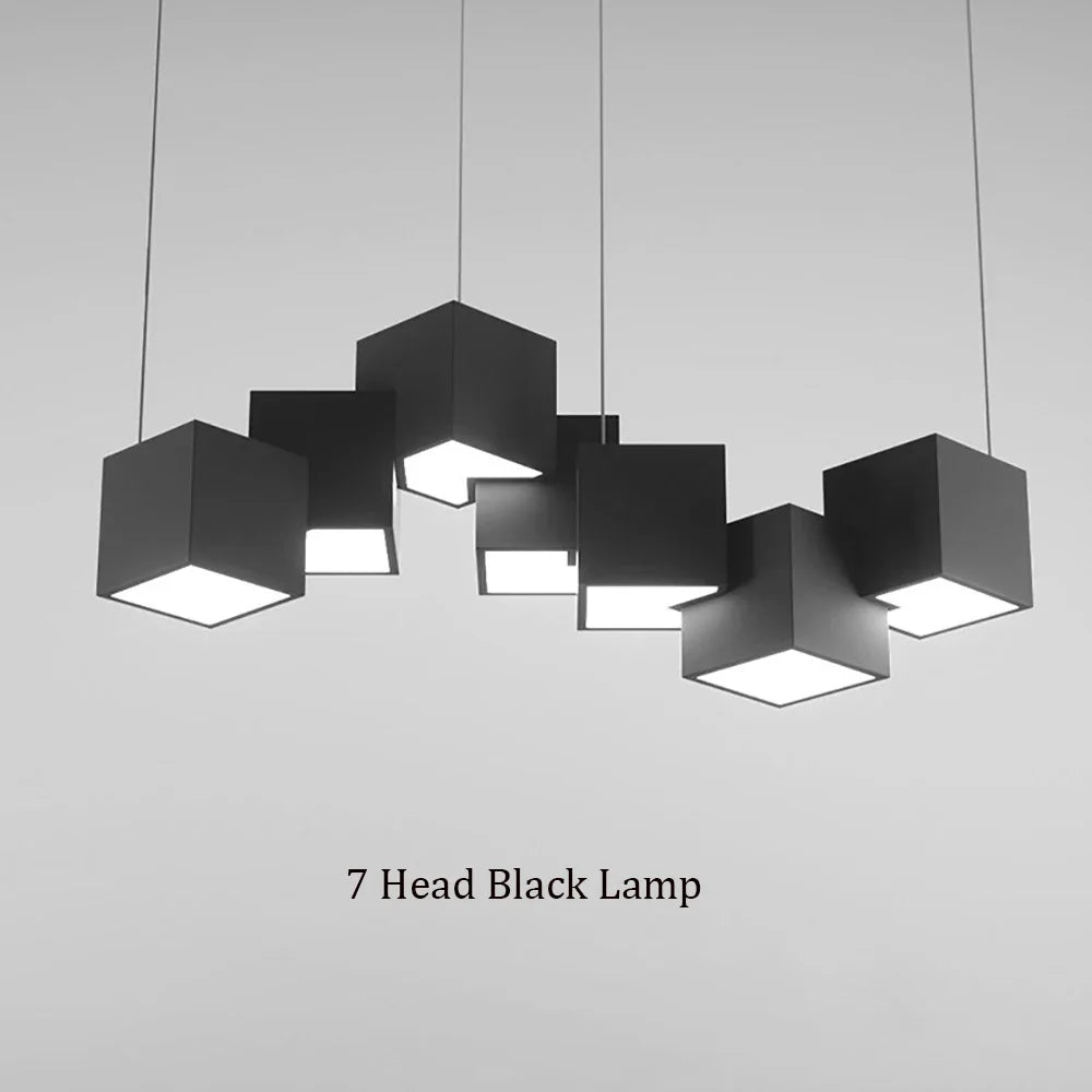 suspension led créative luminaire cube pour intérieur