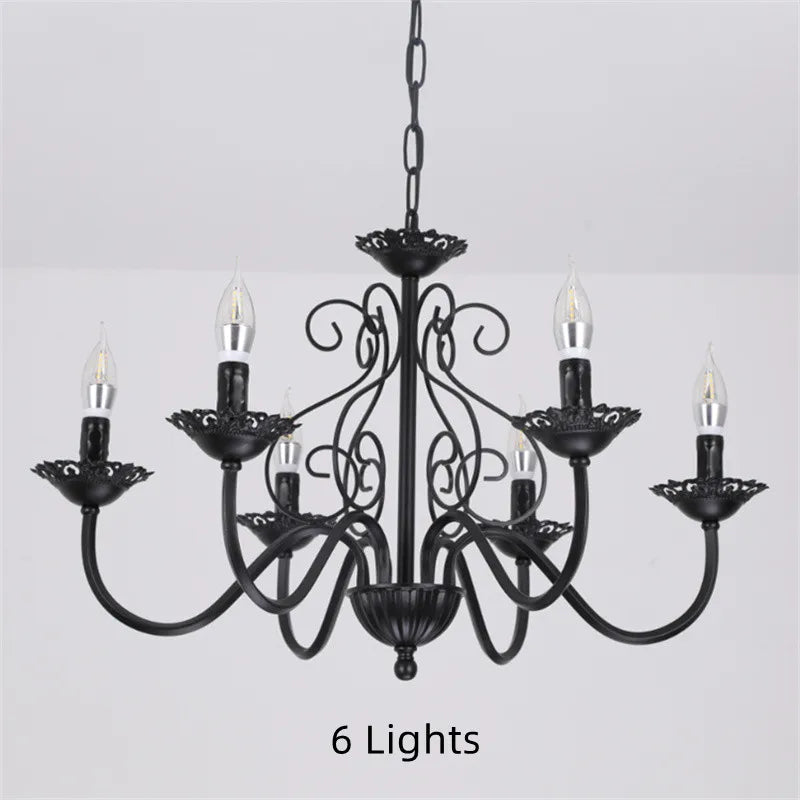 lustre rétro en fer forgé style campagnard américain pour décoration intérieure