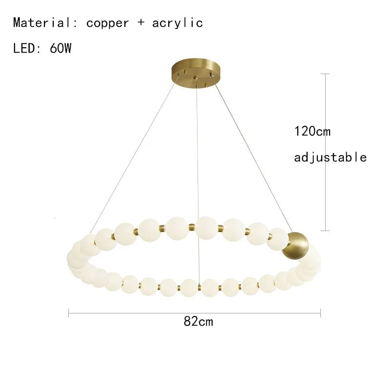 suspension à led ronde en laiton réglable pour divers espaces