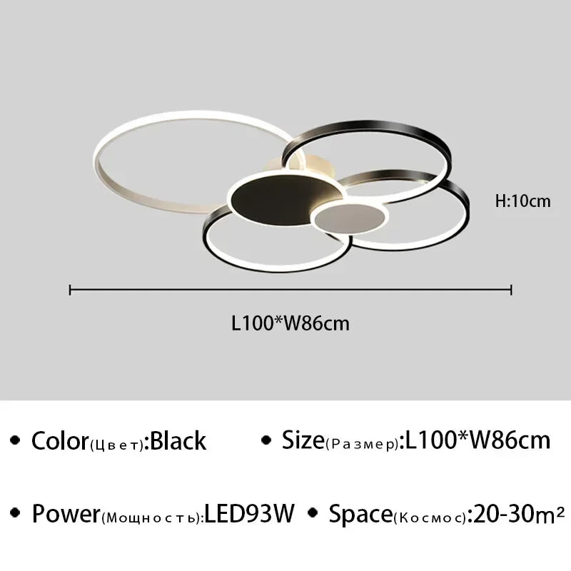 plafonnier Anneau moderne LED Simple variateur intelligent pour chambre à manger salon Hall éclairage intérieur