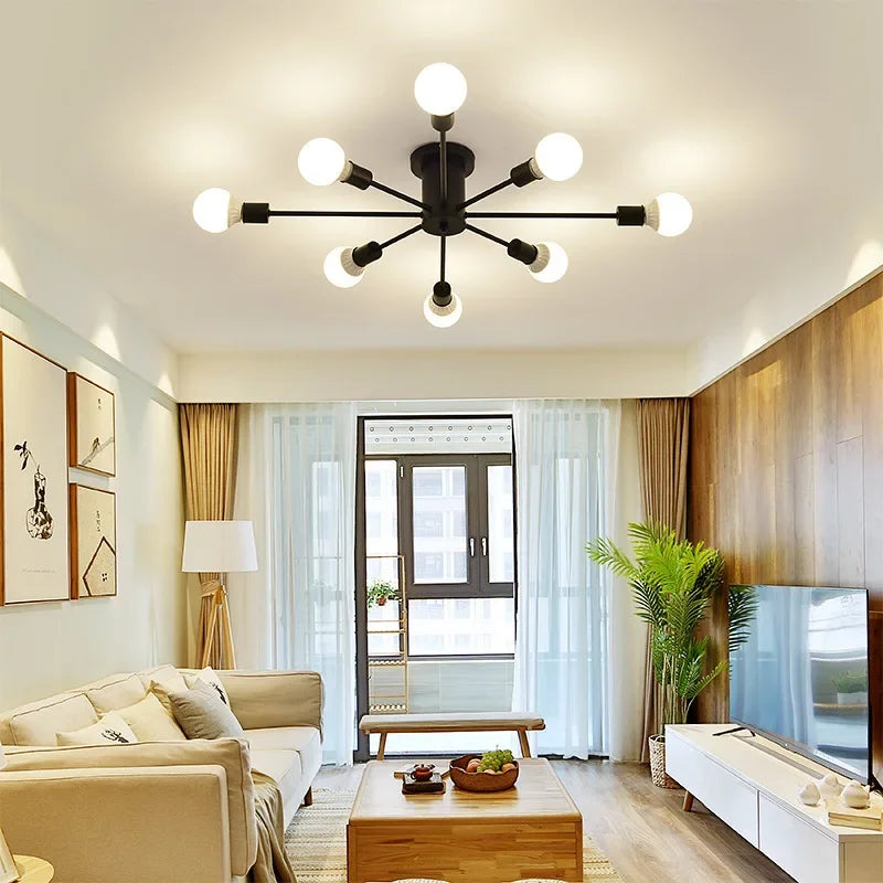 Moderne Créatif LED Plafonnier Lustre Spoutnik Lumière Semi-intégré Nordique Décor À La Maison Luminaires pour Chambre Salon