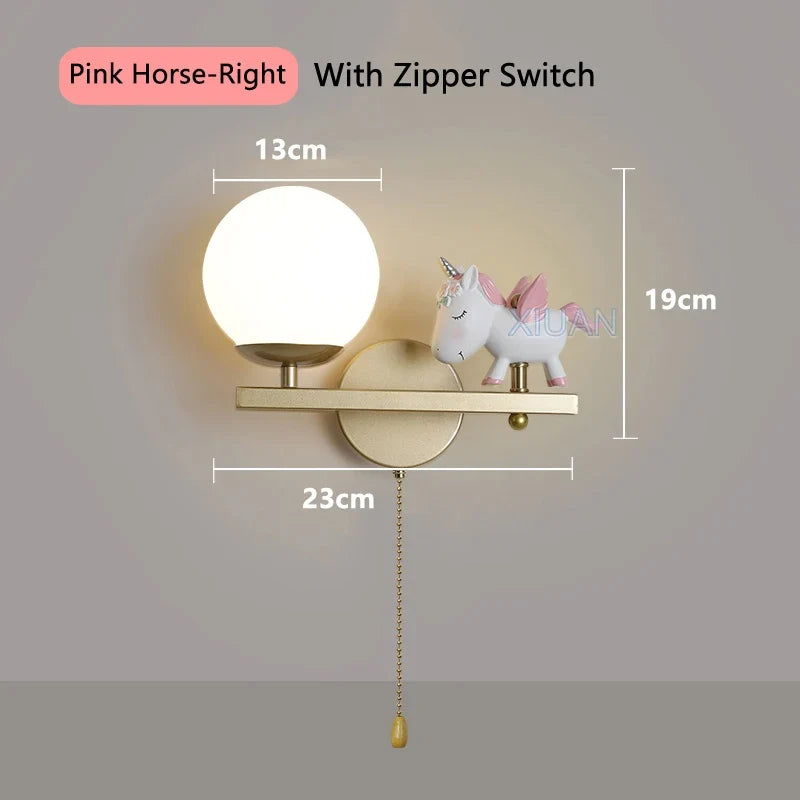 applique murale licorne rose pour chambre d'enfant