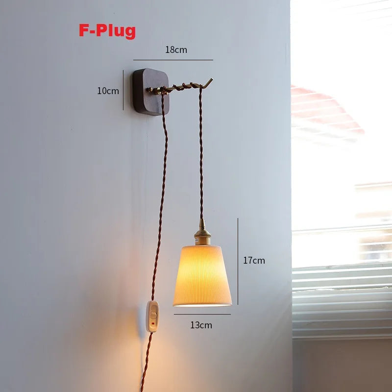 applique murale led moderne en bois de noyer nordique wabi-sabi