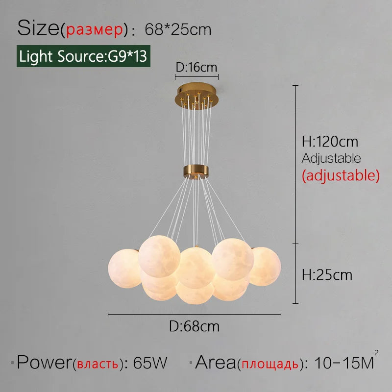 lustre nordique planète lune design bulle led décoration maison