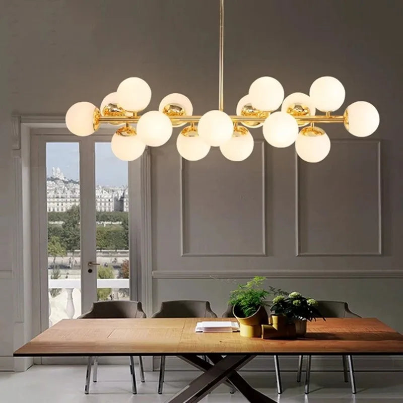 suspension lumineuse 25 têtes design romantique en verre