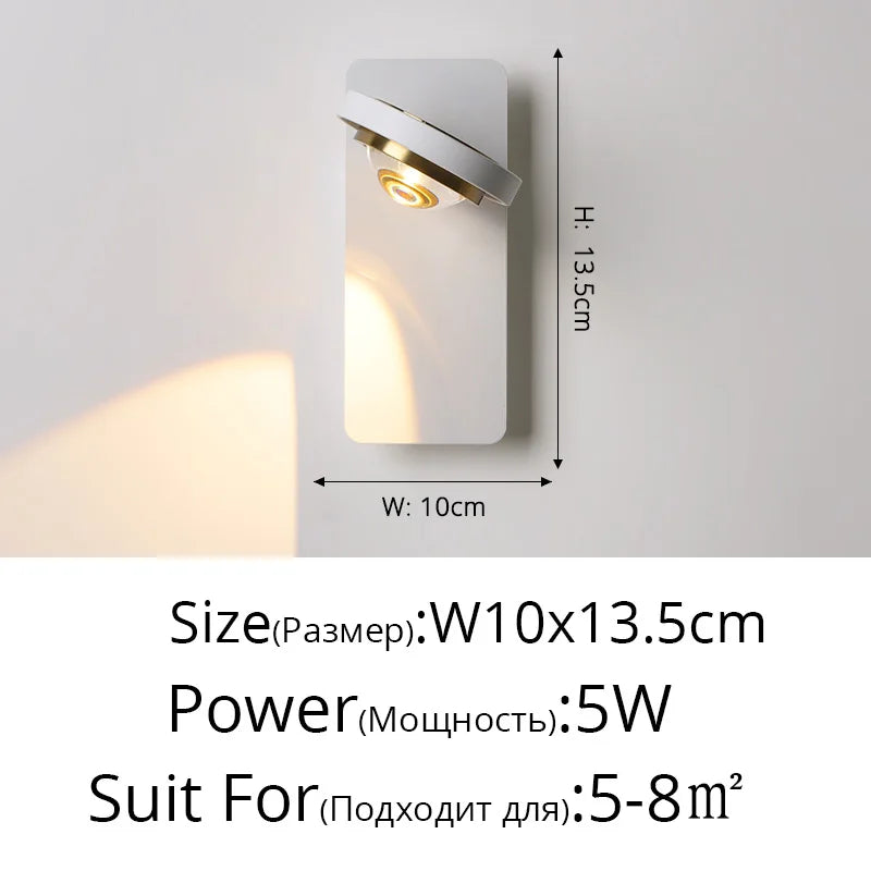 Rotatif 	 moderne applique murale LED lampes noir blanc salon TV fond applique allée lumières projecteur éclairage intérieur décor à la maison
