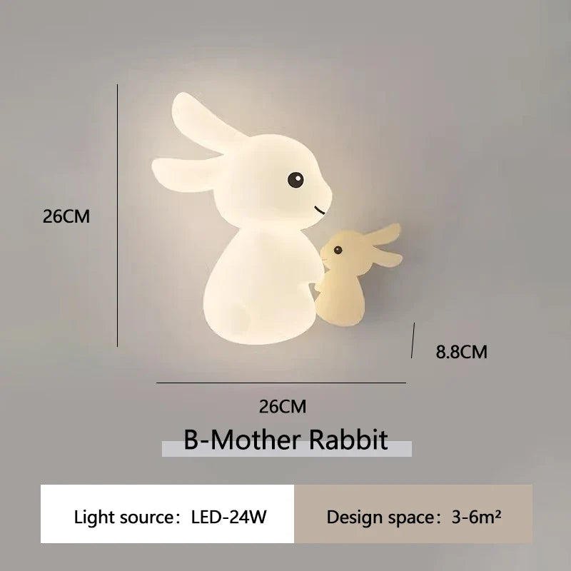 Applique murale de lapin mignon LED lampe de chambre d'enfant moderne Simple chaud chambre de bébé pépinière petite fille garçon chambre chevet appliques murales