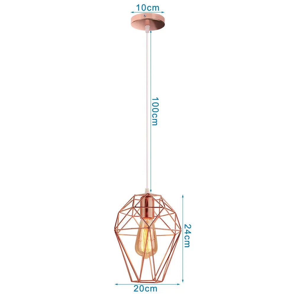 lustre industriel suspension led en métal cage rétro