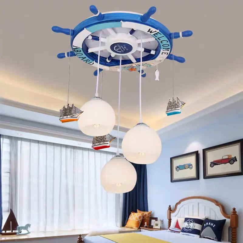 lustre méditerranéen gouvernail avec rétro-éclairage rgb pour enfants