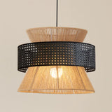 Suspension Sabi Wabi style chinois en rotin cannage
