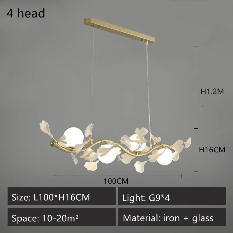lustre led moderne en forme de pétale de ginkgo lumineux et élégant