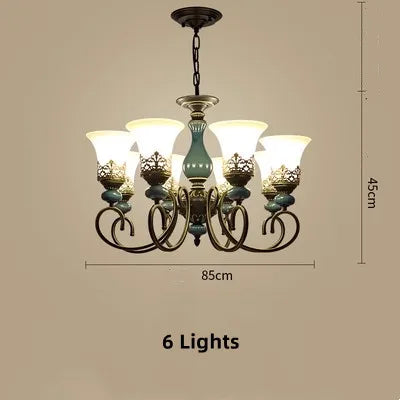 lustre classique antique en céramique et verre vintage
