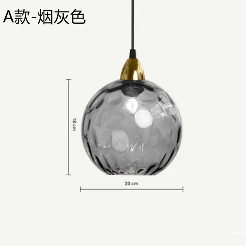 Lustre boule de verre coloré nordique lampes suspendues moderne Grain d'eau Restaurant cuisine luminaire suspendu chambre lampe de chevet