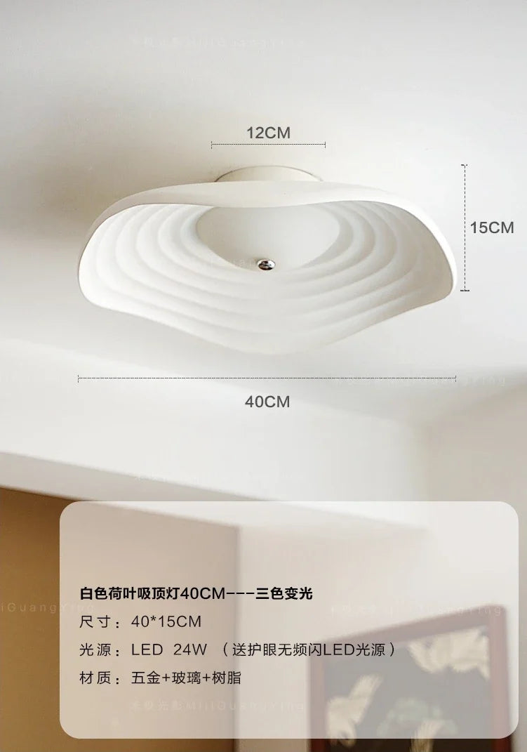 plafonnier led rétro en résine feuille de lotus décoration moderne