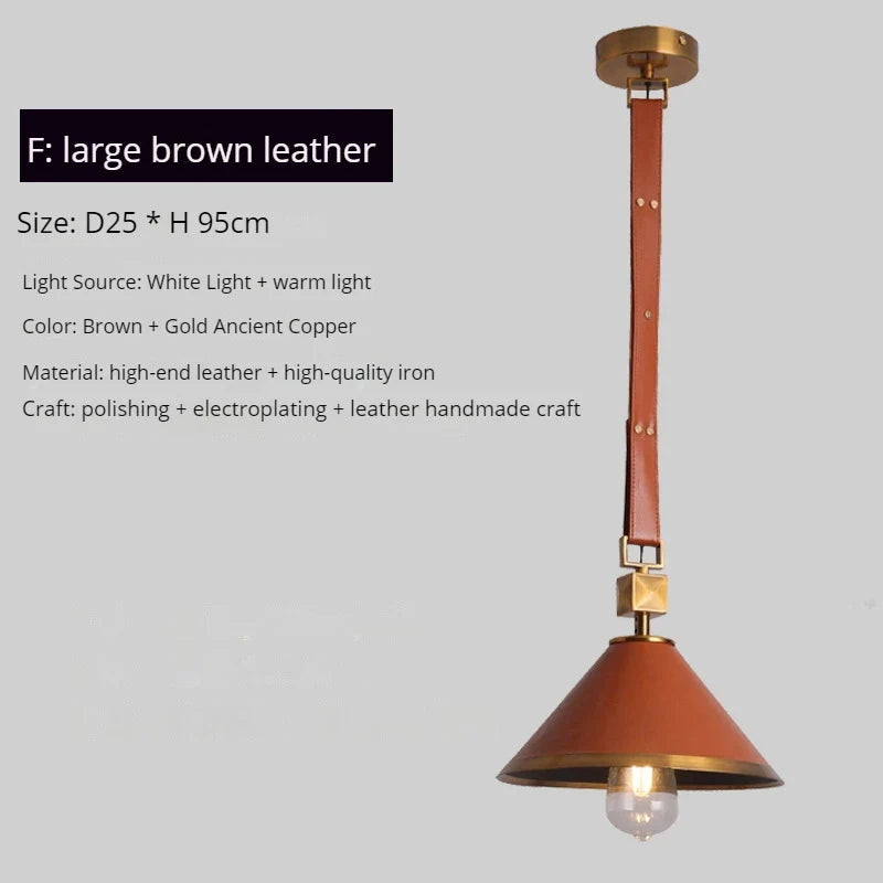 lustre moderne en cuir avec suspension lumière et verre cristal